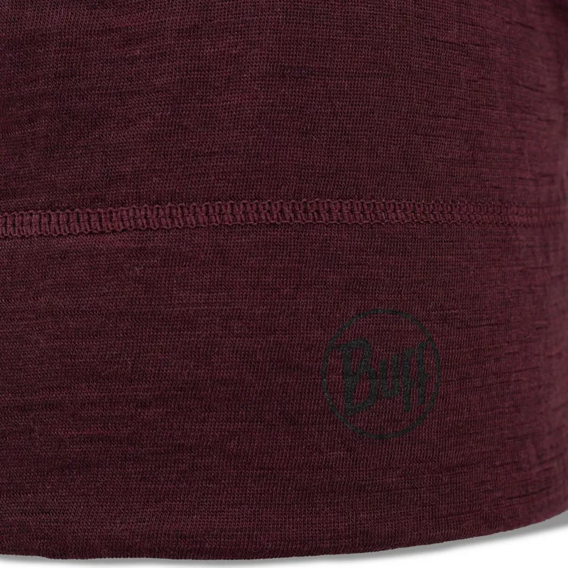 Buff Merino Lightweight Beanie Solid Garnet-1