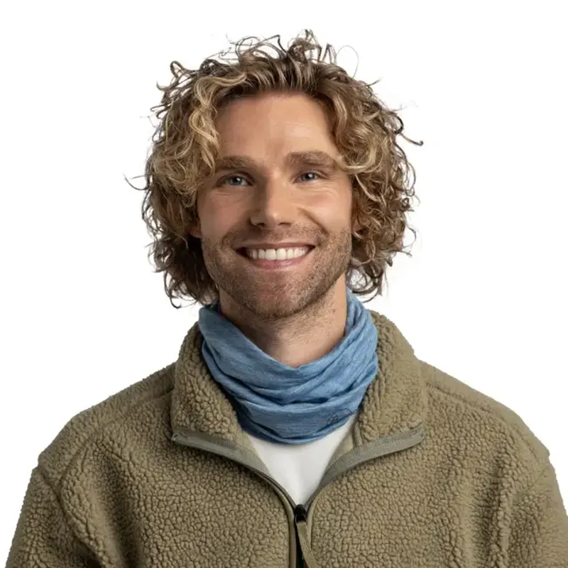Buff Merino Lightweight Neckwear Solid Lake Blue-2