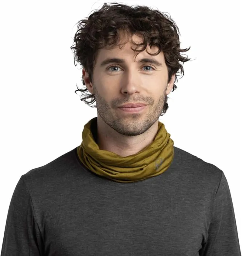 Buff Merino Lightweight Neckwear Solid Olive Green-2