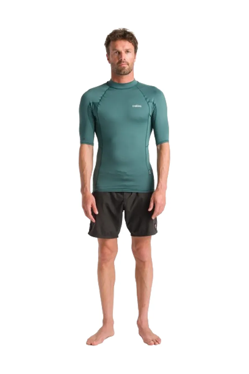 C-Skins Men's NuWave UV Basics Short Sleeve Rash Dark Sage