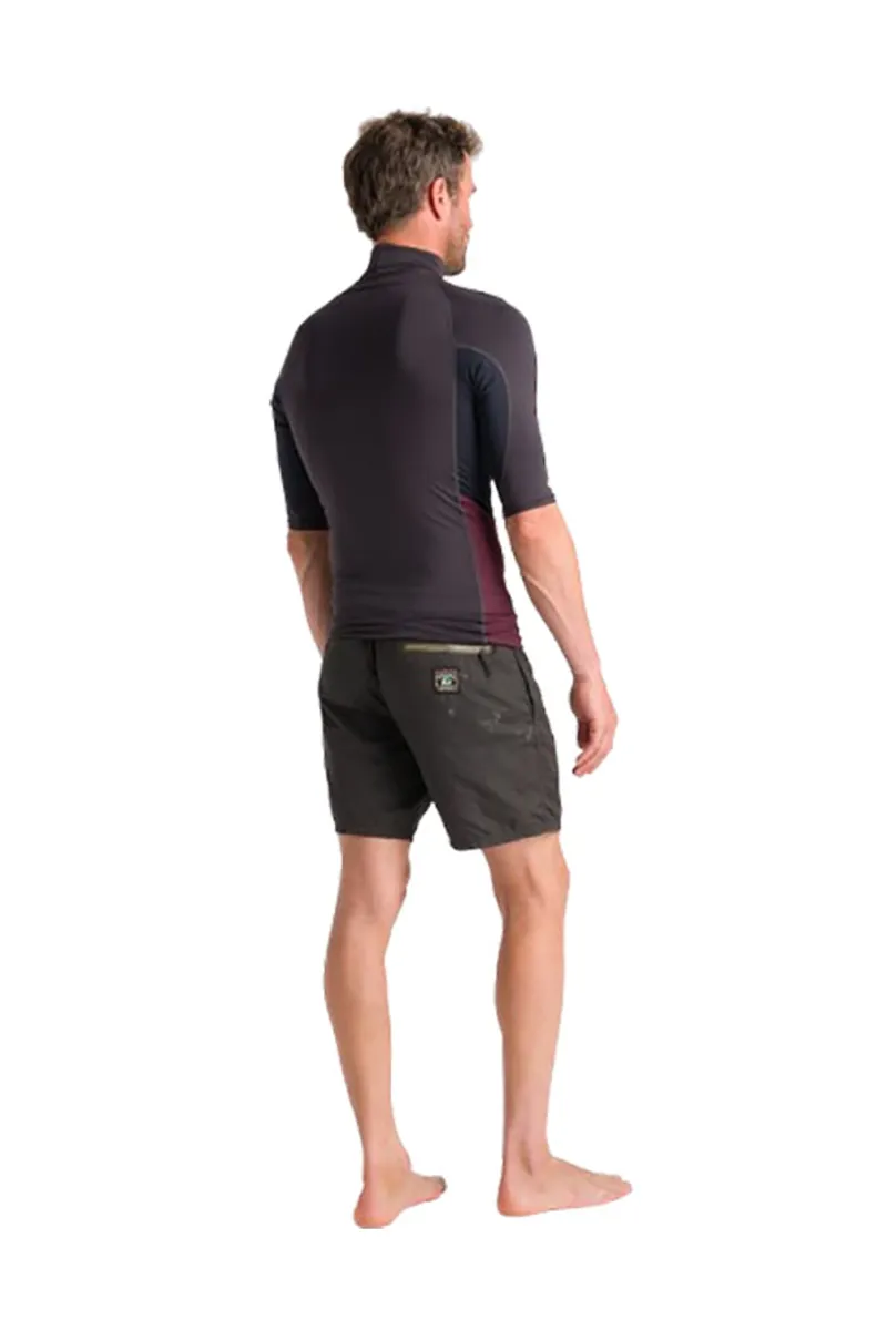 C-Skins Men's NuWave X Short Sleeve Rash Vest Anthracite/Bluestone/Wine-6