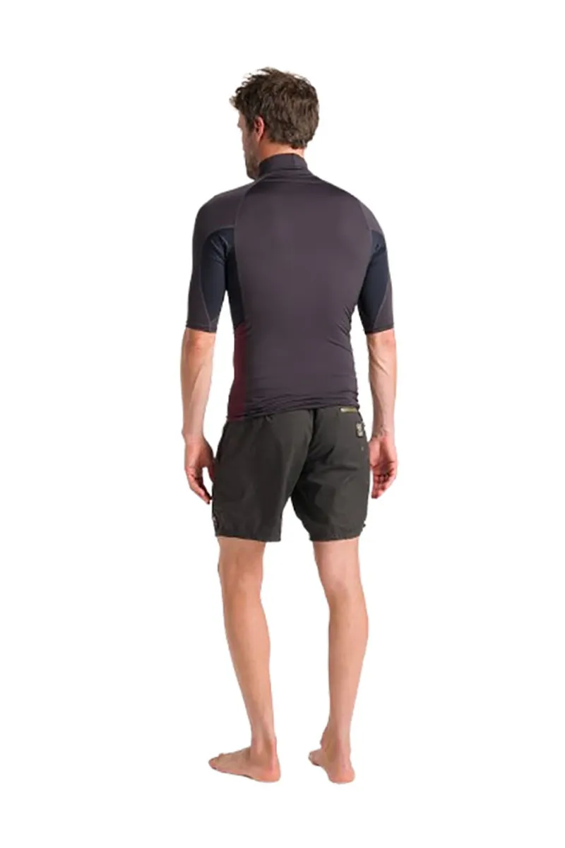 C-Skins Men's NuWave X Short Sleeve Rash Vest Anthracite/Bluestone/Wine-4