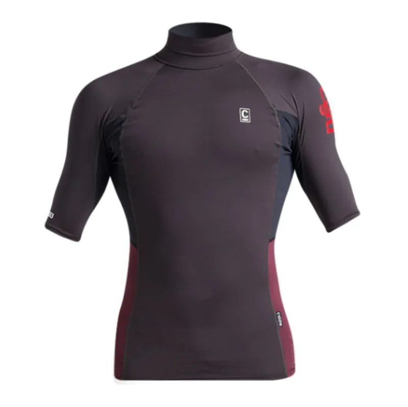 C-Skins Men's NuWave X Short Sleeve Rash Vest Anthracite/Bluestone/Wine