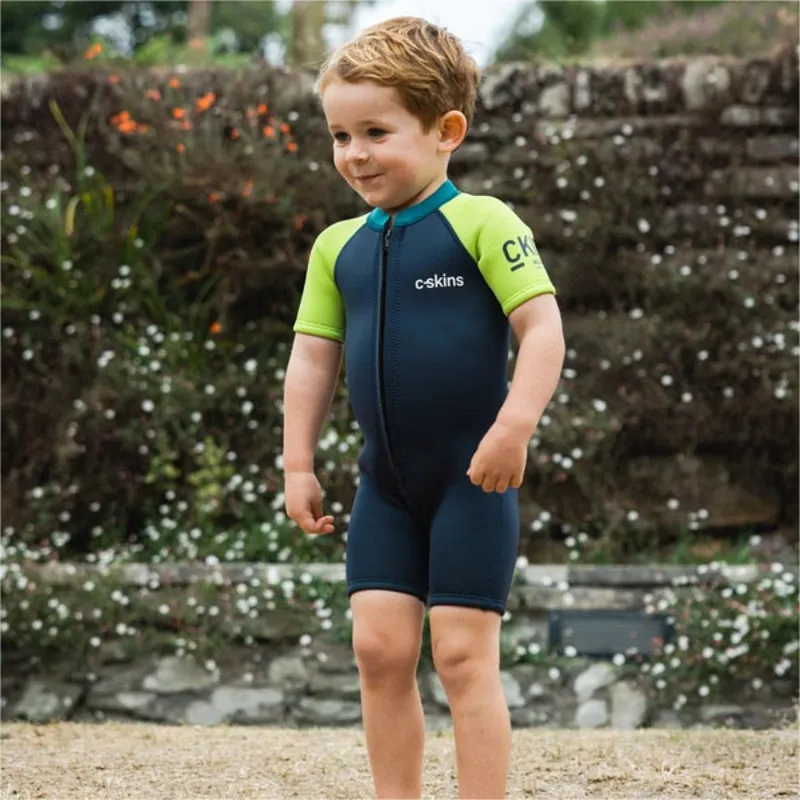 C-Skins NuWave C-KID Baby FZ Shortie Bluestone/Lime-4