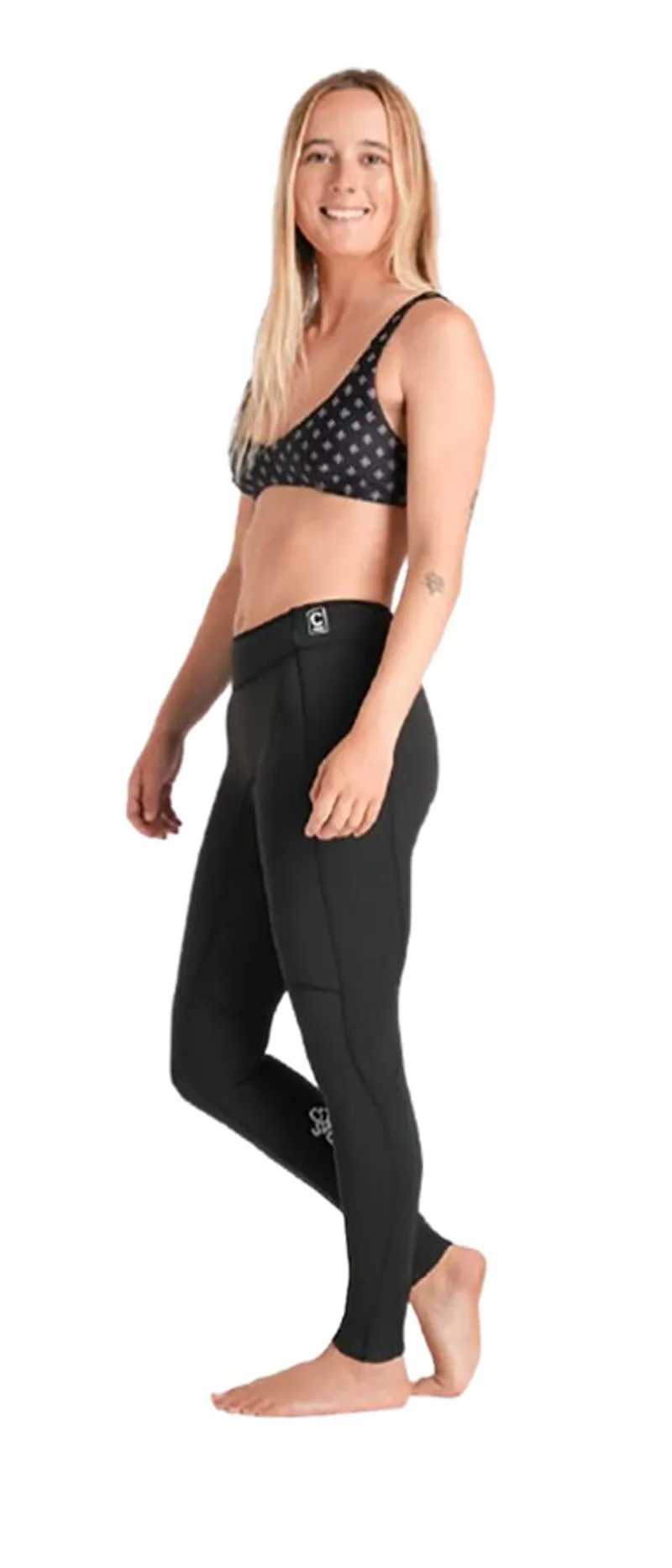 C-Skins Women's NuWave Solace Lite 1.5mm FL 3/4 Leggings Black/Black/White-1