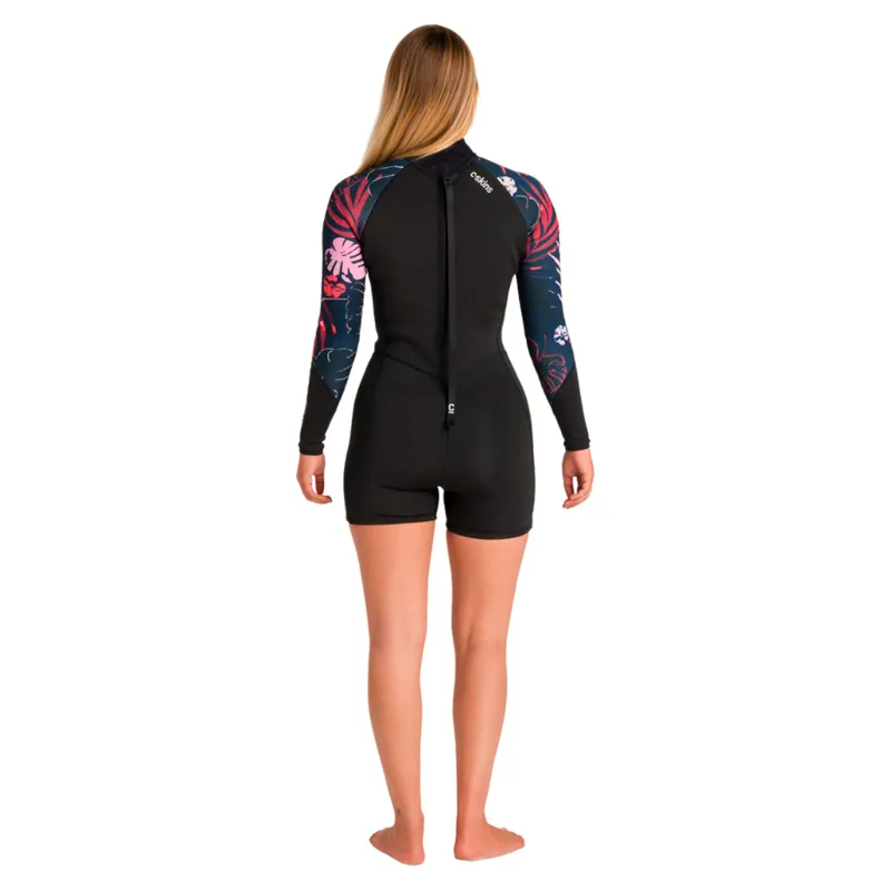 C-Skins Women's NuWave Solace Lite 2/2 Flatlock Back Zip Spring Suit Black/Tropical-4