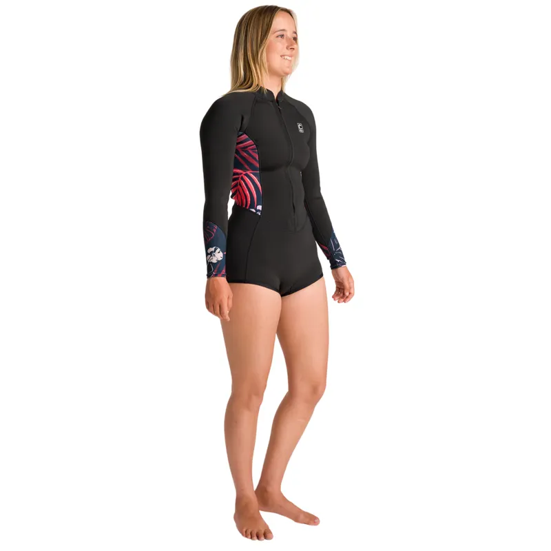 C-Skins Women's NuWave Solace Lite 2:2 Surf Suit Black Tropical-6