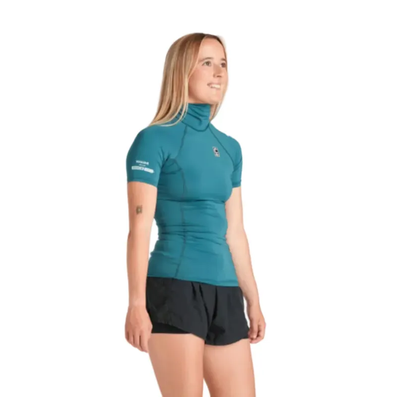 C-Skins Women's NuWave SS Turtle Neck Rash Vest Emerald/Light Blue-3