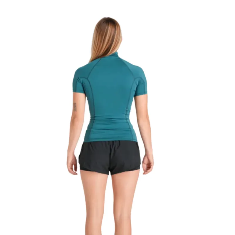 C-Skins Women's NuWave SS Turtle Neck Rash Vest Emerald/Light Blue-1