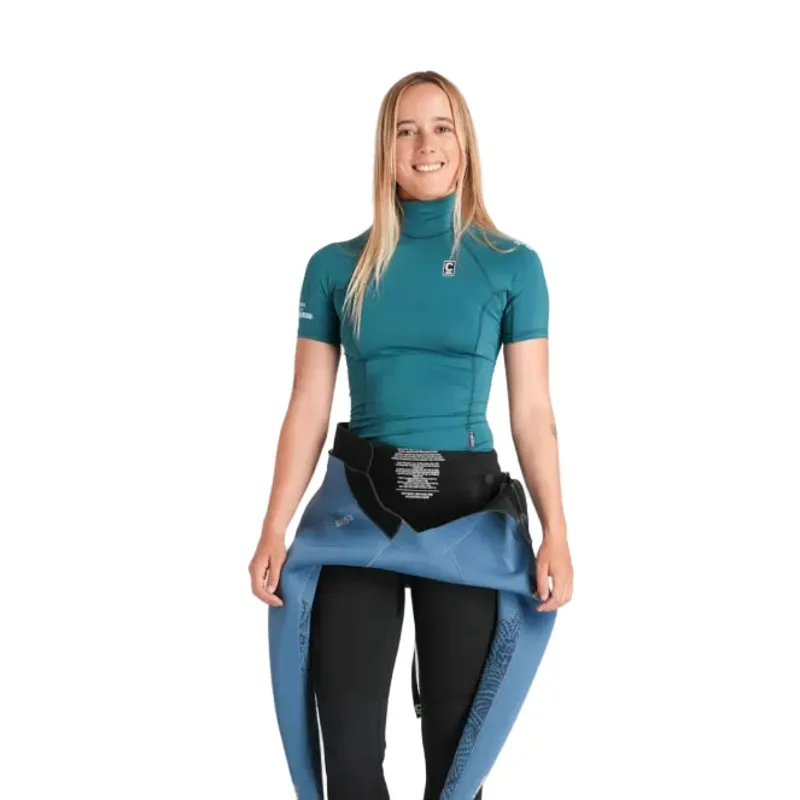 C-Skins Women's NuWave SS Turtle Neck Rash Vest Emerald/Light Blue