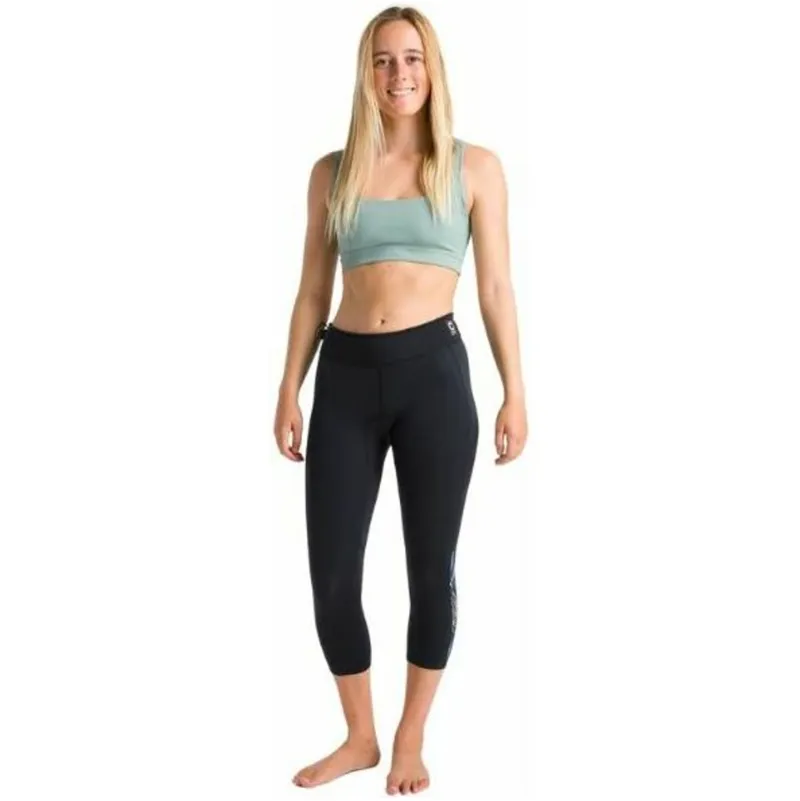 C-Skins Women's Solace Flatlock 3/4 Leggings Raven Black/Tropical-1