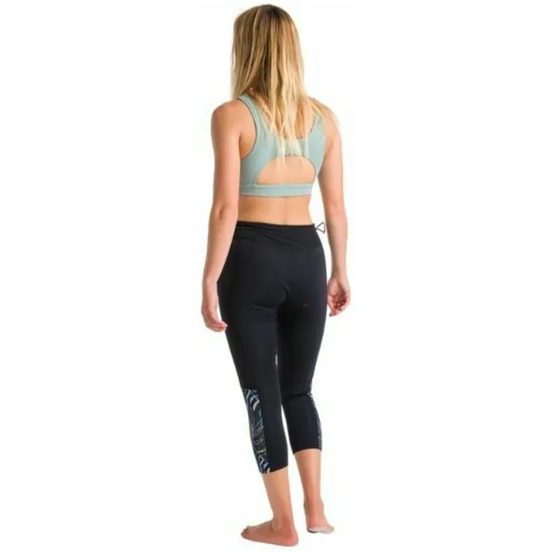 C-Skins Women's Solace Flatlock 3/4 Leggings Raven Black/Tropical-3