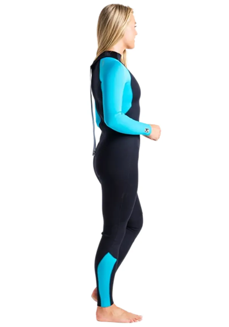 C-Skins Women's Surflite 3:2mm GBS Back Zip Steamer Wetsuit Raven Black/Bright Cyan-5