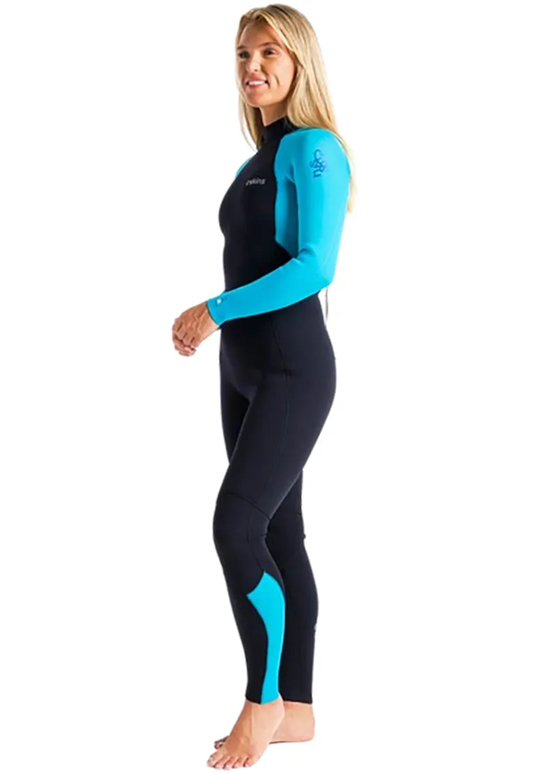 C-Skins Women's Surflite 3:2mm GBS Back Zip Steamer Wetsuit Raven Black/Bright Cyan-1
