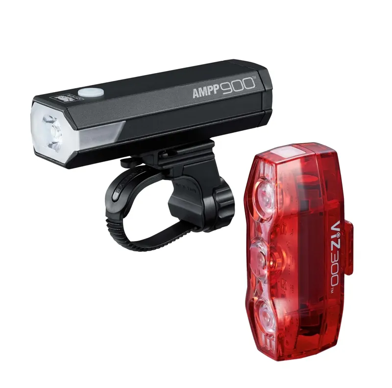 Cateye AMPP900/VIZ300 Bike Light Set in Black