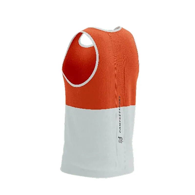 Compressport Men's Performance Singlet Tigerlily/Star White-7