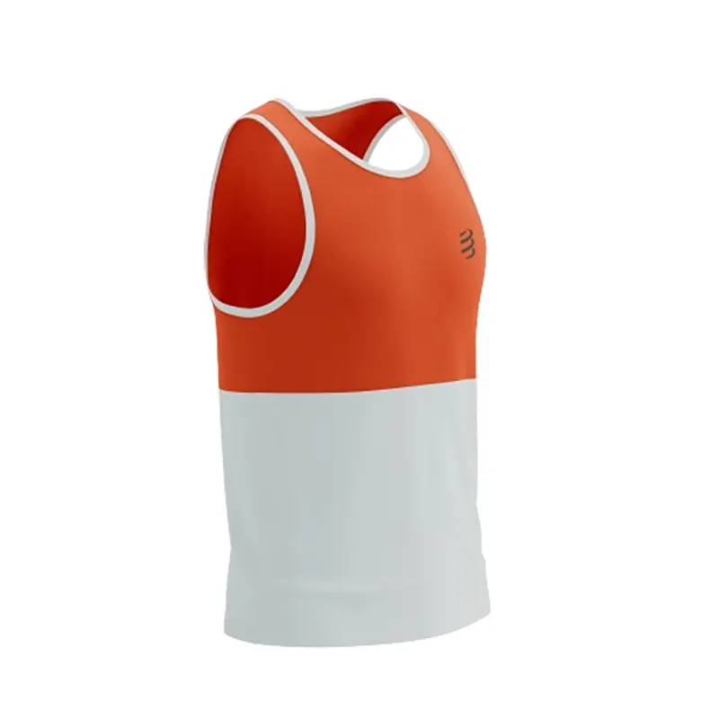 Compressport Men's Performance Singlet Tigerlily/Star White-6