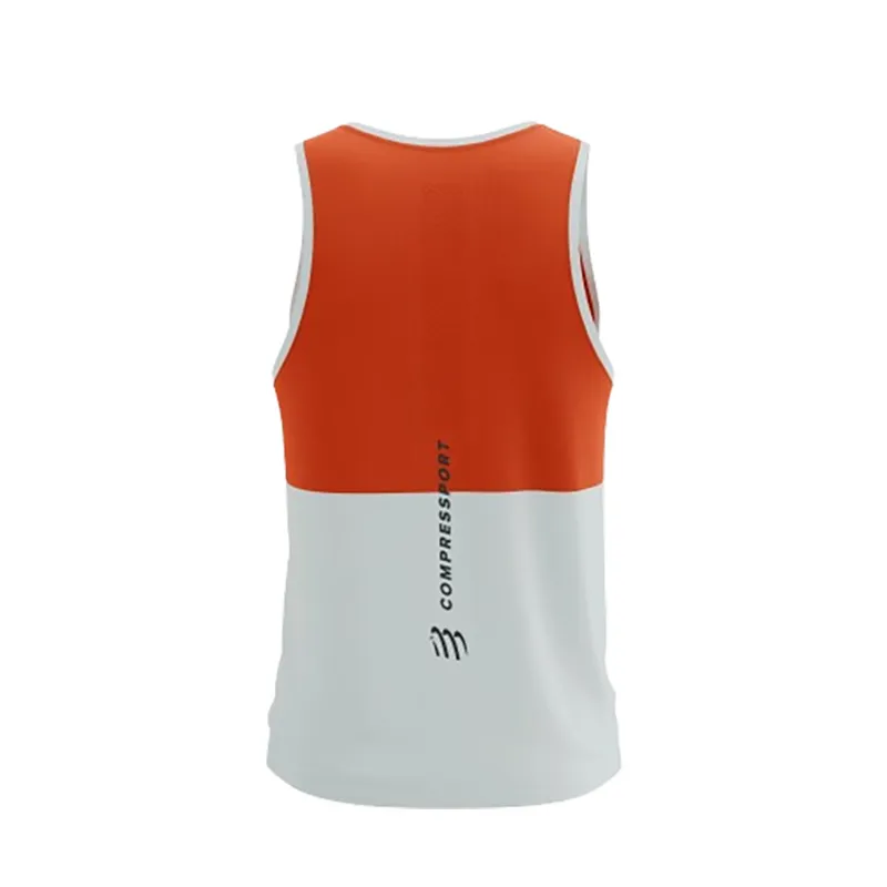 Compressport Men's Performance Singlet Tigerlily/Star White-5