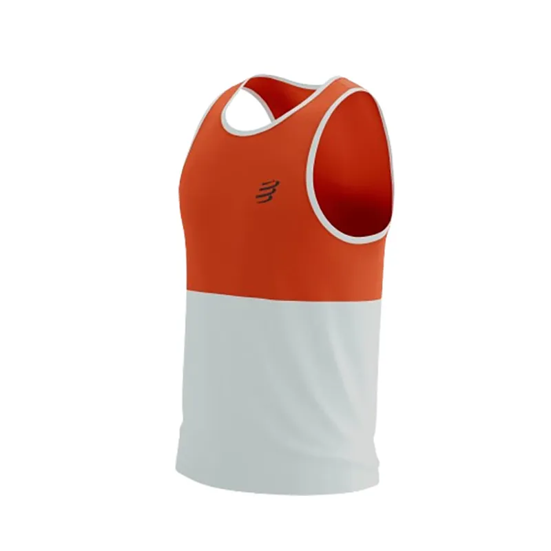 Compressport Men's Performance Singlet Tigerlily/Star White-4