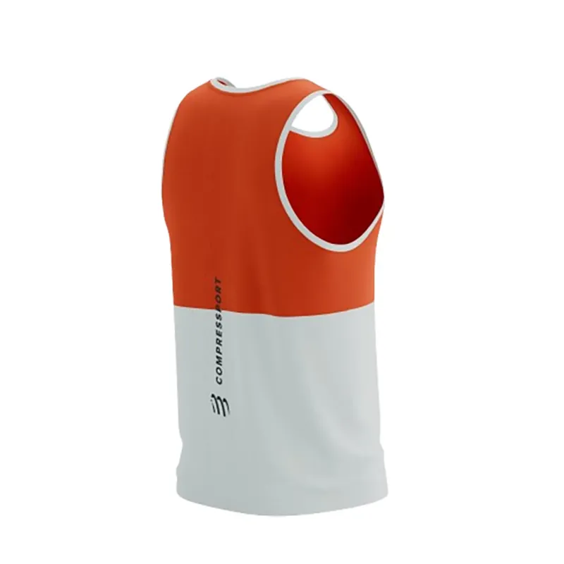 Compressport Men's Performance Singlet Tigerlily/Star White-3
