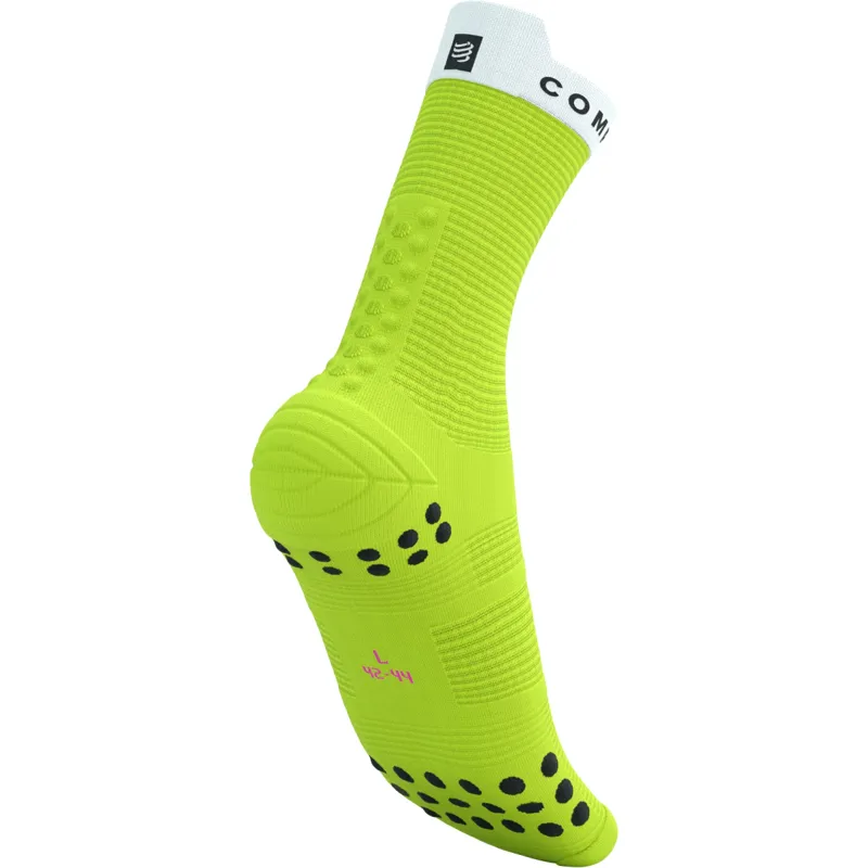 Compressport Pro Racing Socks v4.0 Run High Safety Yellow/White-7