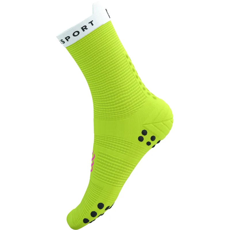 Compressport Pro Racing Socks v4.0 Run High Safety Yellow/White-4