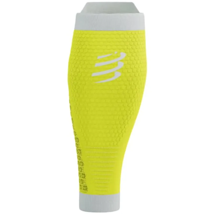 Compressport R2 3.0 Compression Calf Sleeve Safety Yellow/White-3