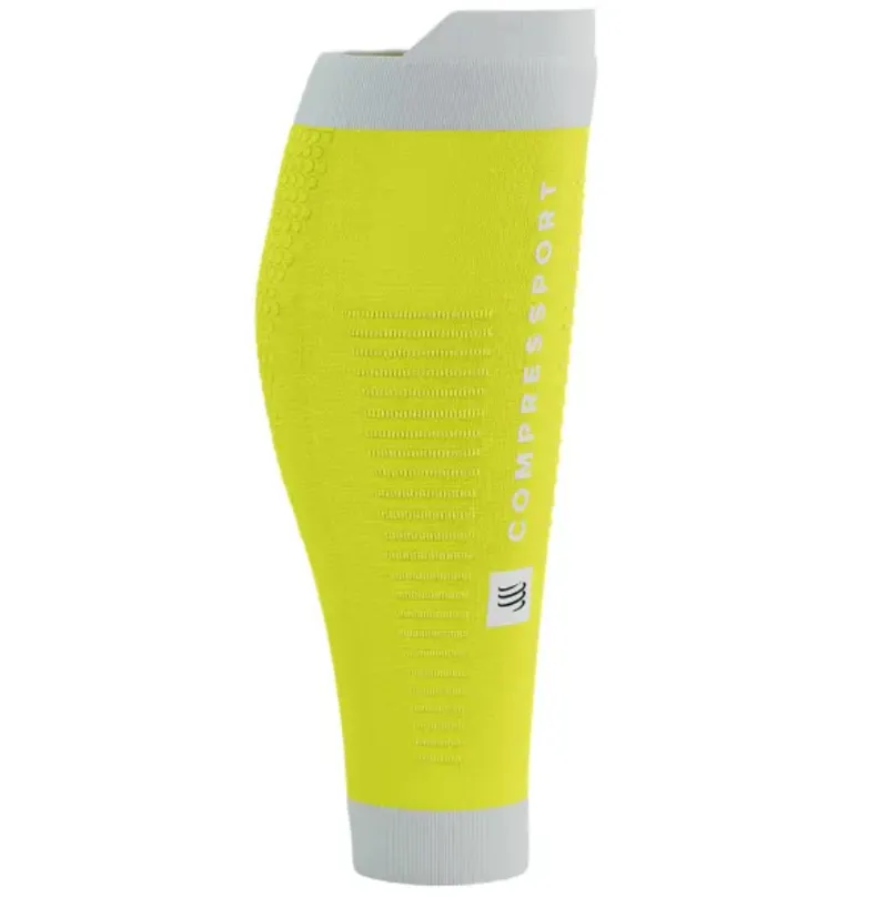 Compressport R2 3.0 Compression Calf Sleeve Safety Yellow/White-2