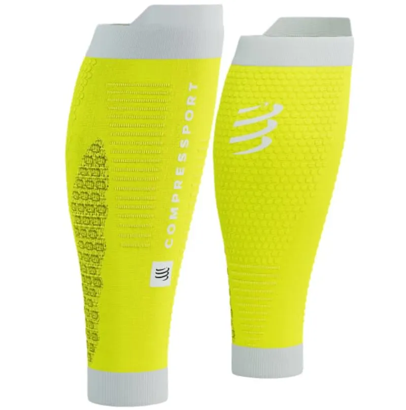 Compressport R2 3.0 Compression Calf Sleeve Safety Yellow/White