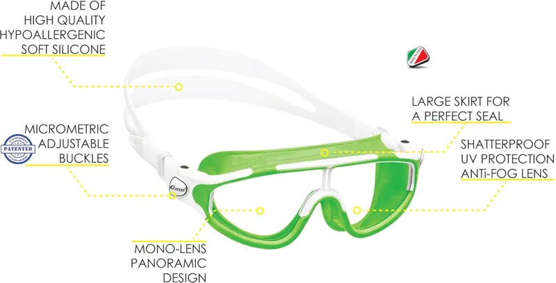Cressi Baloo Kids Swim Goggles Clear Lens Lime/White-5