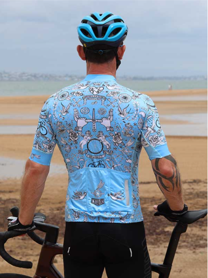 Cycology Velo Tattoo Men's Classic Jersey Blue-4