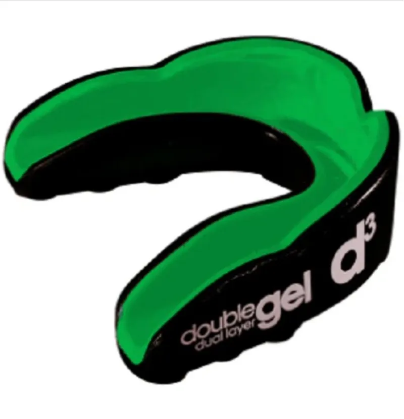 D3 Adult Double Gel Mouthguard Black/Green