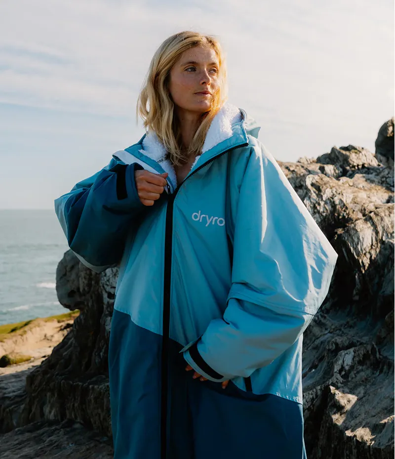 Dryrobe Adult Advance Changing Robe L/S Large Blue/Light Grey-6