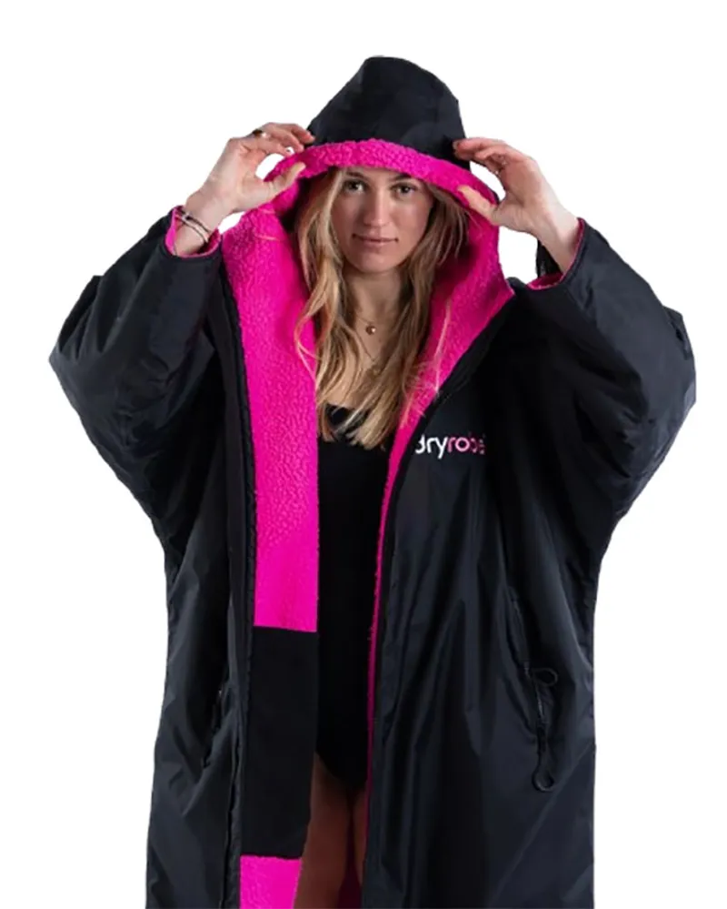 Dryrobe Adult Advance L/S Changing Robe XS Black/Pink-2