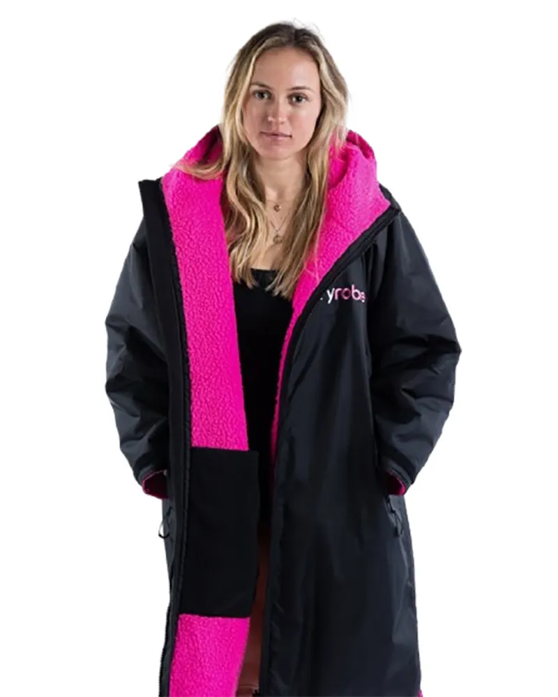 Dryrobe Adult Advance L/S Changing Robe XS Black/Pink-1