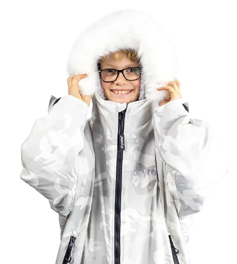 Dryrobe Advance Kids L/S Changing Robe 10-13 Alpine White Camo-3