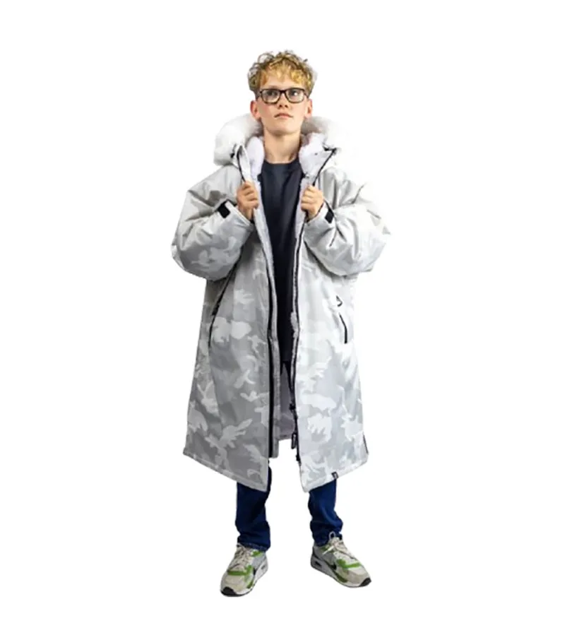 Dryrobe Advance Kids L/S Changing Robe 10-13 Alpine White Camo-1