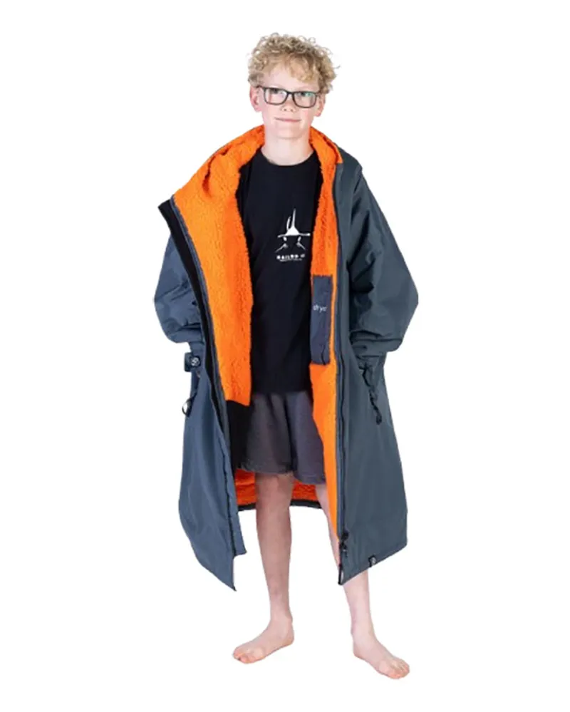 Dryrobe Advance Kids L/S Changing Robe 10-13 Dark Grey/Orange-1