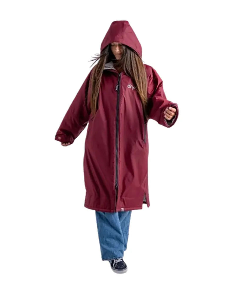 Dryrobe Advance L/S Changing Robe Large Burgundy/Silver Grey-1