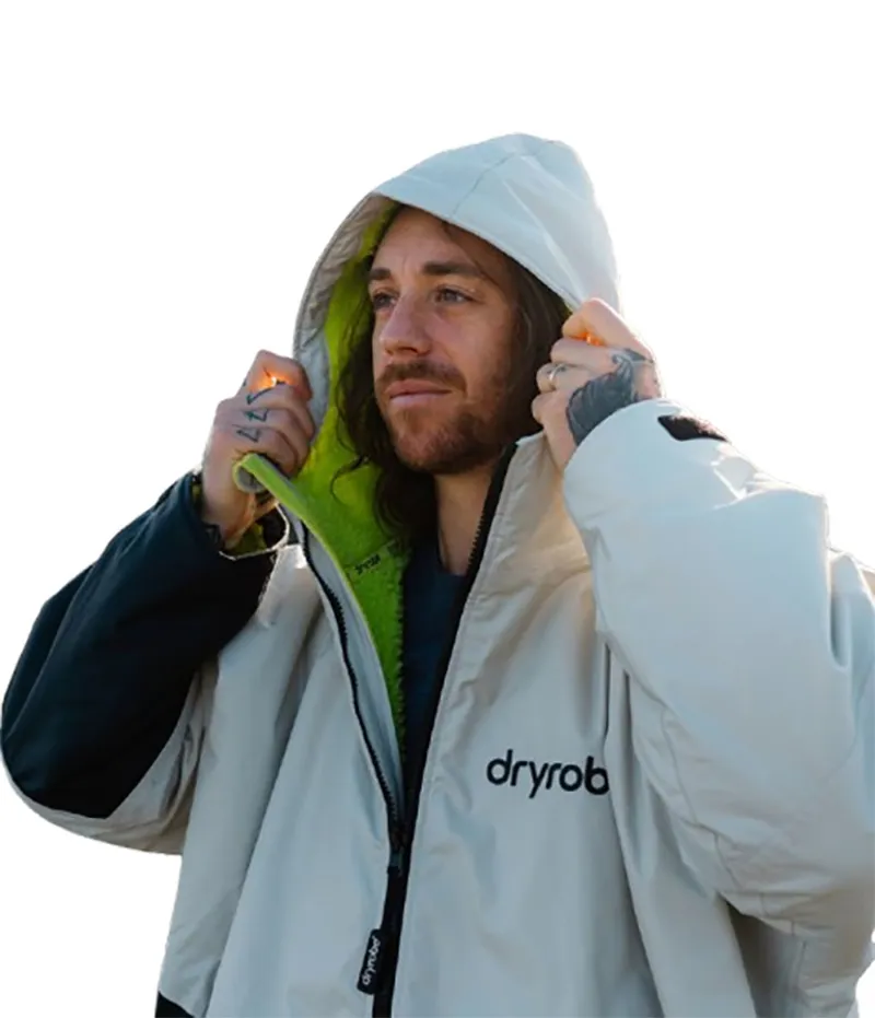 Dryrobe Advance L/S Changing Robe Large Contrast Anthracite/Lime-4
