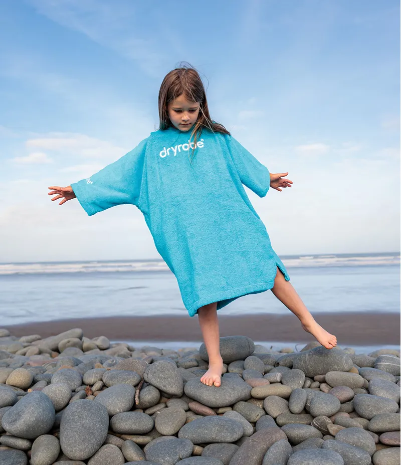 Dryrobe Kids Organic Towel Robe Poncho Blue-5