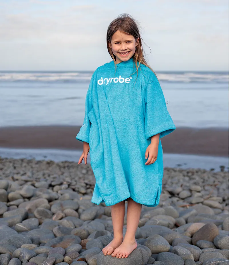 Dryrobe Kids Organic Towel Robe Poncho Blue-4