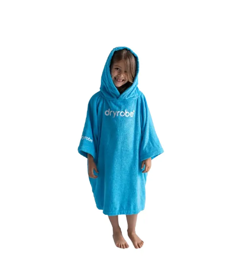 Dryrobe Kids Organic Towel Robe Poncho Blue-2