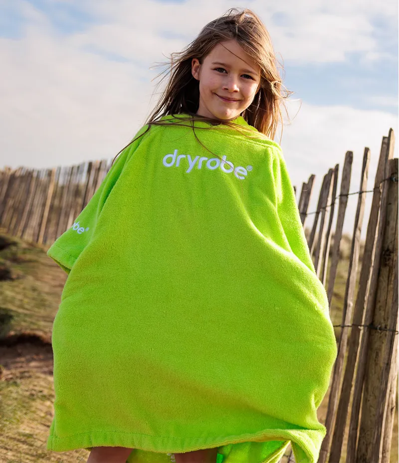 Dryrobe Kids Organic Towel Robe Poncho Lime Green-5