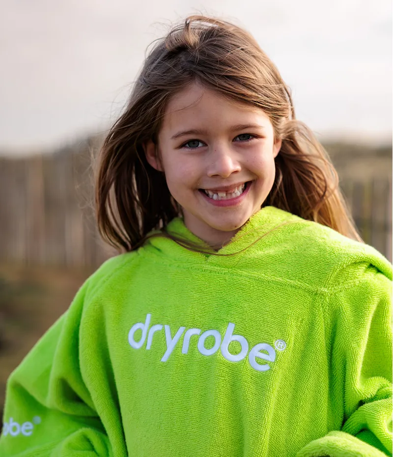 Dryrobe Kids Organic Towel Robe Poncho Lime Green-4