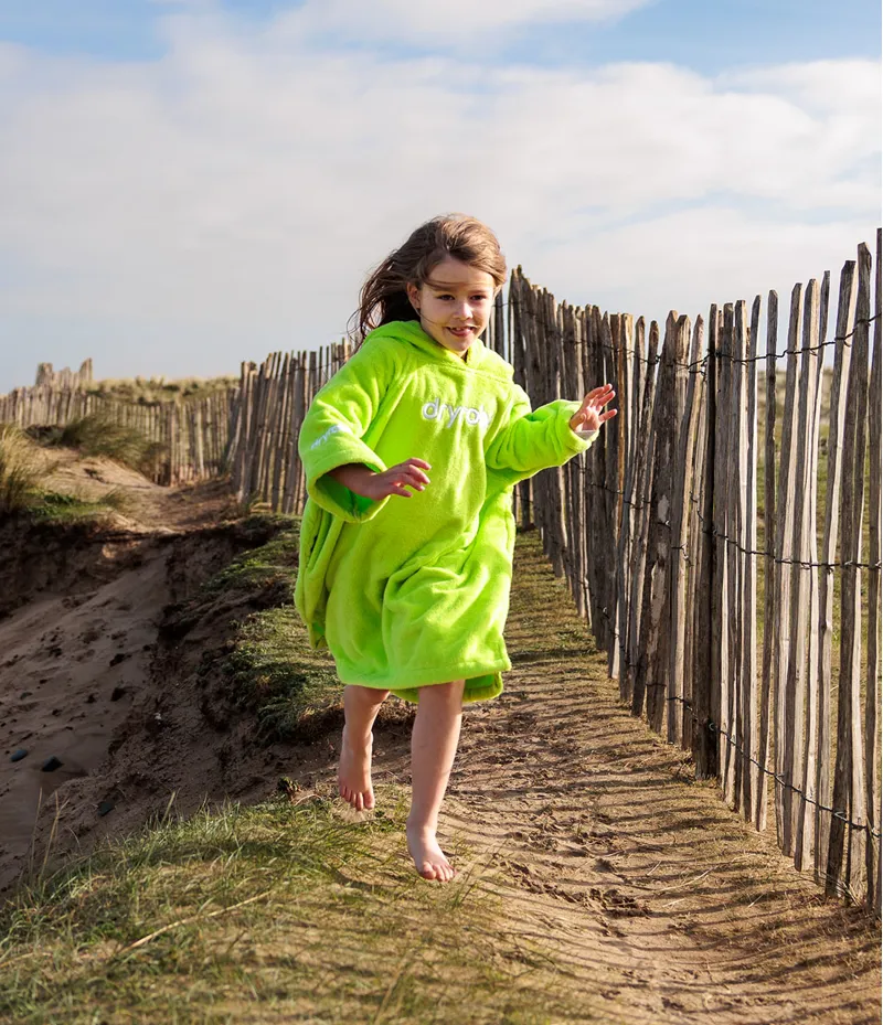 Dryrobe Kids Organic Towel Robe Poncho Lime Green-3