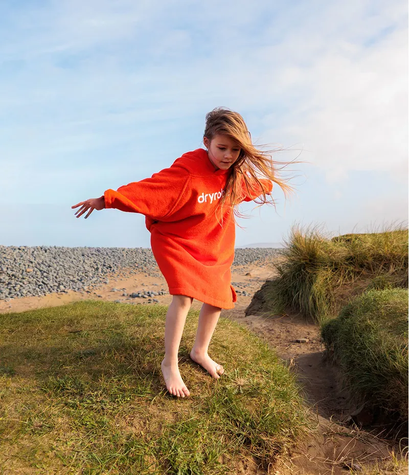 Dryrobe Kids Organic Towel Robe Poncho Orange-8