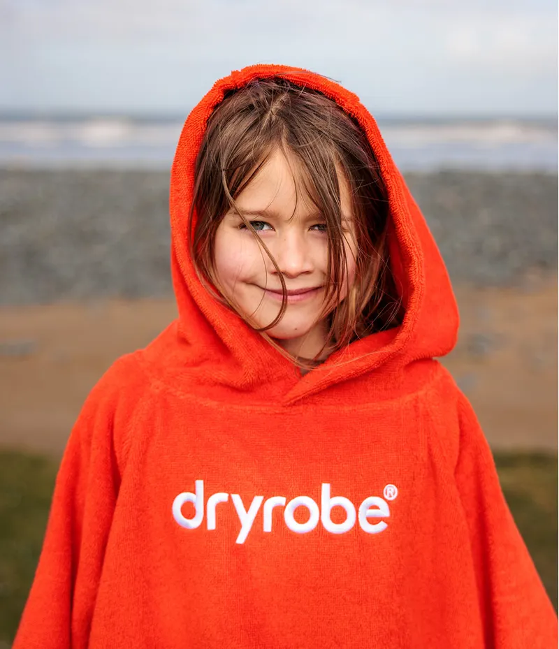 Dryrobe Kids Organic Towel Robe Poncho Orange-5