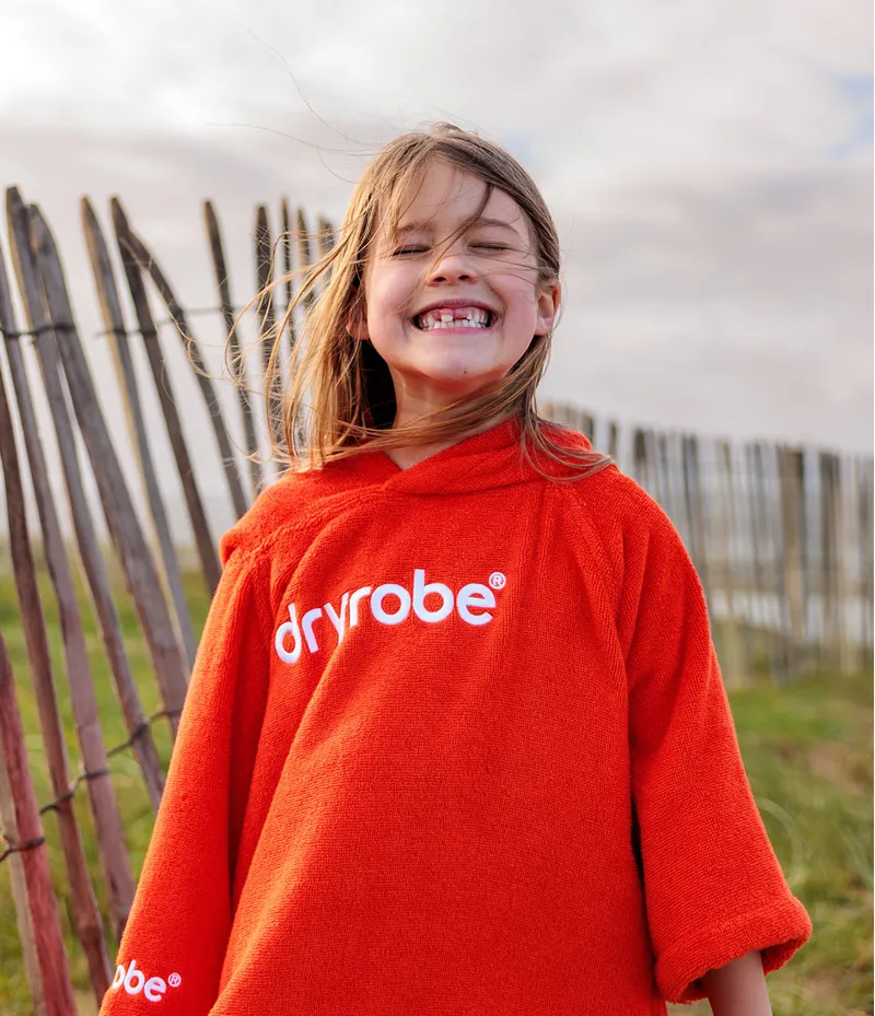 Dryrobe Kids Organic Towel Robe Poncho Orange-4