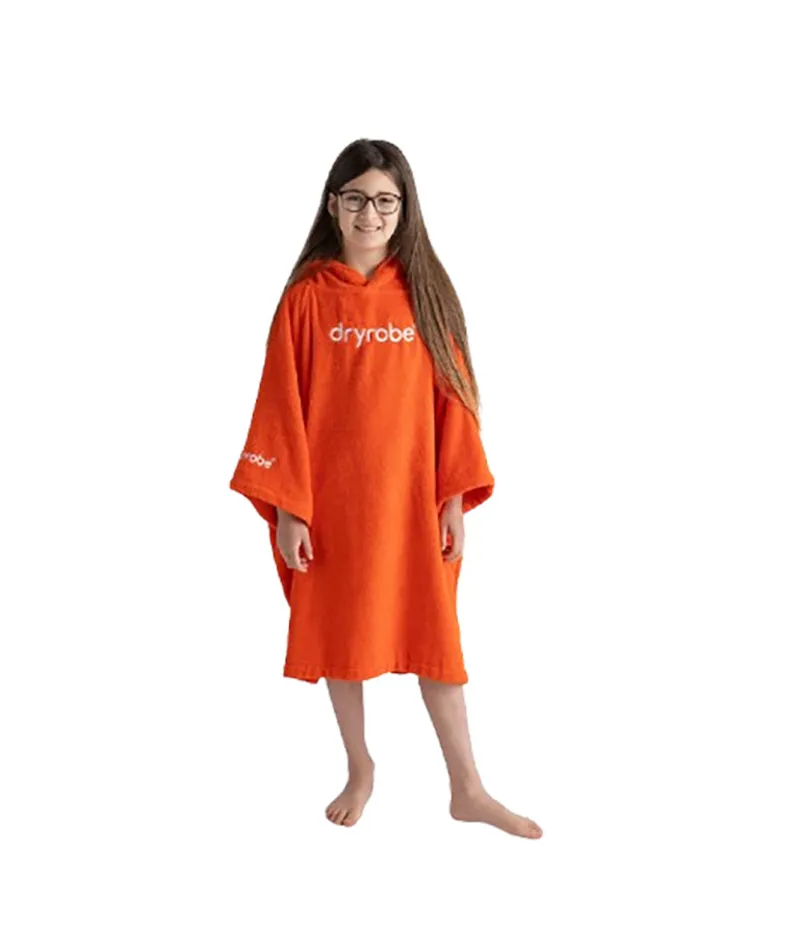 Dryrobe Kids Organic Towel Robe Poncho Orange-1